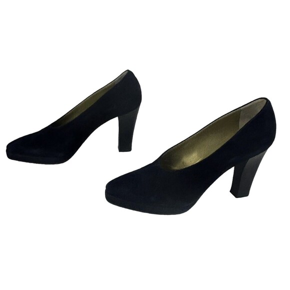 Yves Saint Laurent YSL Blue Suede Pumps Shoes Block Heel MISMATCHED 7M & 7N Vtg - Picture 5 of 15